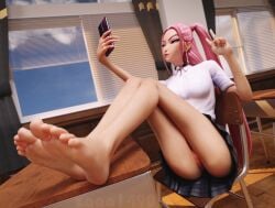 1girls 3d 3d_(artwork) ass blender blender_(software) bottomless classroom feet female female_focus female_only flashing flashing_pussy foot_fetish fortnite fortnite:_battle_royale kpop_demon_hunters legs long_hair looking_at_phone makeup mira_(kpop_demon_hunters) naked naked_female nude nude_female pink_hair pussy school_uniform schoolgirl schoolgirl_uniform selfie showing_off sitting sitting_on_chair skirt skirt_lift soles taking_picture taking_selfie toes vagina zaaa1490