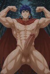 1boy abs ai ai_generated bara biceps big_man big_penis blue_hair erect_penis fire_emblem fire_emblem:_path_of_radiance fire_emblem:_radiant_dawn huge_cock huge_muscles ike_(fire_emblem) male male_focus male_muscle male_only solo_male