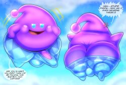 absurd_res alien annoyed balls bottomwear bottomwear_down clothed clothing cloud cross-popping_vein dialogue erection erection_under_clothing front_view genitals hi_res lubba luma male mario_(series) mario_bros motion_lines nintendo no_underwear overweight overweight_male pants pants_down pants_falling_down pants_only partially_clothed penis penis_peek rear_view rule_63 sky solo super_mario_bros. super_mario_galaxy_2 tenting tepigfan101 tight_bottomwear tight_clothing tight_pants topless