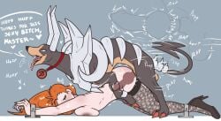 ankle_cuffs ass big_breasts bondage bound bound_arms bound_wrists breast_press breasts canine female female_human female_on_feral feral feral_on_female feral_on_human hetero high_heels houndoom human knot knotted_penis knotting lace nipples nonconsensual orange_hair pale-skinned_female pale_skin penetration pokemon prone_bone prone_position rape raped_female restrained restrained_arms restraints sonia_(pokemon) suns_(artist) swx thick_thighs thighhighs thighs zoophilia