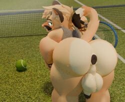 anus balls big_ass big_balls donut_anus fang(snarkyfang) feline gay looking_at_viewer looking_back male male_only roblox snarkyfang sweat sweaty_ass tennis_ball tennis_racket
