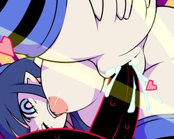 blush breasts consensual_tentacles cum ghost_(psg) heart large_breasts looking_at_viewer nipple nipples panty_&_stocking_with_garterbelt penis pussy same_artist_1 stocking_anarchy tentacle wince