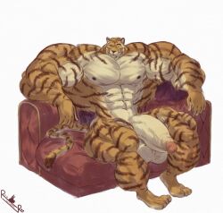 abs balls biceps feline male muscles muscular muscular_arms muscular_legs muscular_male muscular_thighs pecs penis tail testicles tiger