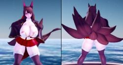 1girls 3d akagi_(azur_lane) animated areola_slip areolae ass azur_lane blush bouncing_breasts breasts brown_hair busty dance dancing female female_only fox_ears fox_tail hands_on_hips helltaker hip_sway huge_breasts large_breasts light-skinned_female light_skin long_hair loop looping_animation multiple_tails music nipple_bulge nipple_outline panties skirt solo swaying_breasts tagme thick_thighs thighhighs video warawara999