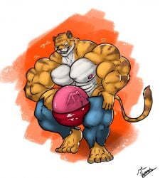 abs balls biceps feline male muscles muscular muscular_arms muscular_legs muscular_male muscular_thighs pecs penis tail testicles tiger