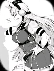 1boy 1boy1girl 1girls absurdres animal_ears bullying commentary english_commentary english_text female fit fit_female from_side gold_ship_(umamusume) greyscale highres horse_ears horse_girl horse_tail kinky larger_female male masoq masoq095 monochrome muscular muscular_female size_difference smaller_male_larger_female tail tall tall_female taller_girl trainer_(umamusume) umamusume