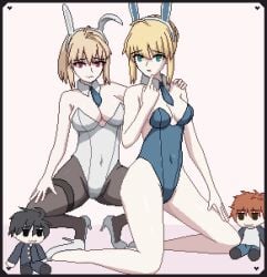 artoria_pendragon big_ass big_breasts big_butt big_thighs big_titties bunny_ears bunny_girl bunny_girl_suit bunnysuit character_request clothing curvaceous curvaceous_female curvaceous_figure curvy curvy_figure curvy_hips fate/stay_night female female_focus female_only looking_at_viewer pixel_art seiko093 short_hair yellow_hair