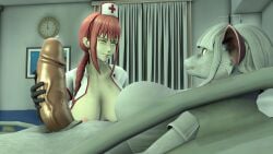 1futa 1girls 3d alternate_angle anthro big_breasts big_penis breasts brown_penis chainsaw_man codeninesugarspice control_devil devil exposed_breasts female foreplay futa_on_female futanari handjob hospital hospital_bed intersex interspecies makima_(chainsaw_man) nurse nurse_cap nurse_uniform penis petruz_(copyright) precum rat red_eyes red_hair self_upload sfm shizu_(petruz) source_filmmaker tied_hair white_hair yellow_eyes