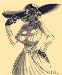 1girl 1humanoid 2020s 2021 2d 5:6 5_fingers 6k alcina_dimitrescu artist_name artist_signature ass belt big_ass big_boobs big_breasts big_butt big_hands biohazard black_eyebrows black_eyelashes black_eyeshadow black_flower black_gloves black_hat black_lipstick black_rose breasts capcom chains clothed_female clothing covered covered_eye cream_background digital_drawing_(artwork) digital_media_(artwork) dress earring earrings elegant elegant_dress elegant_female eye_covered eyebrows eyebrows_hidden_by_hat eyelashes eyeshadow fanart fangs fangs_bared female female_focus female_only femme_fatale fictional_species flower flower_ornament hair half-closed_eyes hand_on_hat hand_on_hip hat hat_covering_eye hi_res hourglass_figure hourglass_figured_female hourglass_figured_humanoid huge_boobs huge_breasts humanoid humanoid_female humanoid_female_focus humanoid_female_only jewelry jewelry_chains lipstick long_hat looking_at_viewer lossless malicious_face malicious_smile mammal mammal_humanoid monochrome mutant mutant_(resident_evil) necklace necklaces noblewoman only only_female ornament outline overboob png portrait pose posing posing_for_picture posing_for_the_viewer raised_arm raised_shoulder reapers969 resident_evil resident_evil_8:_village rose_(flower) round_ass round_boobs round_breasts round_butt serpia sexy sexy_body sexy_pose shaded shaded_eyes shaded_face shadowed_contrast shadowed_eyes shadowed_face shiny_eye shiny_gloves shiny_hat short_hair short_hair_female showing_off side_view signature signature_artist_name sleeves small_waist smile smiley_face standing standing_pose sun_hat tall tall_female tall_girl taller_female taller_girl teeth teeth_showing thick_ass thick_butt thick_legs thick_thighs tied_hair tight_clothing tight_fit tiny_waist victorian victorian_dress voluptuous voluptuous_female voluptuous_humanoid watermark white_dress white_sclera white_skin white_skinned_female wide_hipped_female wide_hips woman woman_only woman_solo