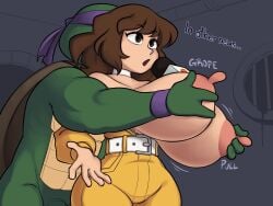 agal1502 april_o'neil april_o'neil_(tmnt_1987) breast_grab donatello donatello_(tmnt) grope grope_from_behind hyper tagme teenage_mutant_ninja_turtles teenage_mutant_ninja_turtles_(1987) tmnt tmnt_1987
