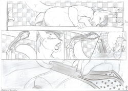 anthro bathroom bathtub big_breasts black_hair blackfox85 breasts chubby comic crotch feline female fur furry hair huge_breasts kitty_vanilji lion lioness nude overweight penetration pussy sketch voluptuous water