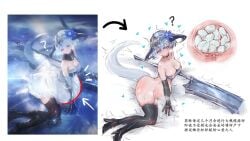 armwear big_ass big_breasts big_butt black_armwear black_handwear black_high_heels black_legwear black_thighhighs dragon_eggs dragon_girl dragon_horns dragon_humanoid dragon_tail egg egg_bulge egg_in_uterus eggs eggs_in_belly high_heels light-skinned_female light_blue_hair light_skin purple_eyes sexy sexy_pose shadowverse shadowverse:_worlds_beyond stomach_bulge thighs uterus uterus_view
