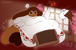 1girls belly cocoa_cookie cookie_run dark-skinned_female female lifelinelemons overweight overweight_female ssbbw table table_flip