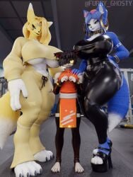 1boy 2025 2girls 3d 3d_(artwork) 3d_model 3d_render aak_(arknights) aak_(valorlynz) anthro arknights bandai_namco barefoot big_breasts blender breasts clothed clothed_female clothed_male clothing digimon digimon_(species) dogzeela female furry_ghosty high_heels krystal krystal_(dogzeela) krystal_(star_fox) large_breasts looking_down looking_down_at_partner looking_up_at_partner male nintendo not_porn scared scared_face scared_male short_male smaller_male star_fox tall_female taller_female taller_girl taomon taomon_(dogzeela) valorlynz watermark