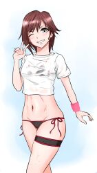 1girls battle_gloves female red_hair ruby_rose rwby silver_eyes