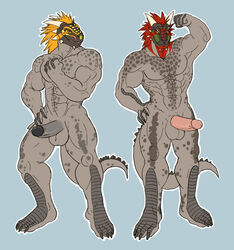 2boys abs argonian arody balls biceps big_penis bodybuilder buff erection flexing gay male male_only muscles mutant-serpentina mutant_serpentina nippleless_male pecs penis pose scalie serratus_anterior skyrim tagg the_elder_scrolls video_games yaoi zaire