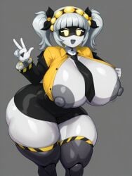 1girls ai_generated areola_slip areolae breasts female female_only huge_breasts huge_thighs hyper hyper_breasts j_(murder_drones) kasurnica_(ai_style) massive_breasts murder_drones skindentation solo solo_female twintails venus_body voluptuous voluptuous_female wide_hips