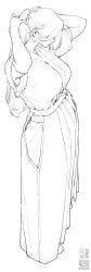 female hakama highres japanese_clothes kgm kimono monochrome tabi