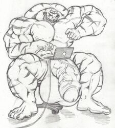 abs balls biceps feline male muscles muscular muscular_arms muscular_legs muscular_male muscular_thighs pecs penis testicles tiger