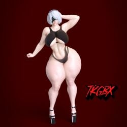 yorha 2b from nier: automata by tkgbxard3d