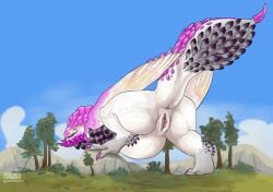 anus bazelgeuse belly capcom claws dragon female feral flying_wyvern genitals hi_res huge_thighs looking_back monster_hunter mythological_creature mythological_scalie mythology penetration planaria presenting raised_tail samaroth scalie slightly_chubby slightly_chubby_female solo tail thick_thighs vaginal_penetration vaginal_penetration vulva