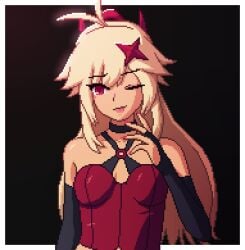 big_breasts big_breasts big_titties brown_skin clothing female female_focus female_only long_hair original original_character pixel_art seiko093 yellow_hair