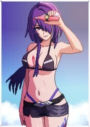 big_ass big_breasts big_breasts big_butt big_thighs big_titties character_request clothing curvaceous curvaceous_female curvaceous_figure curvy curvy_figure curvy_hips honkai:_star_rail long_hair pixel_art purple_hair seiko093