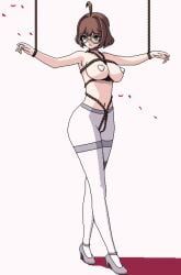 big_breasts big_nipples big_titties breasts brown_hair clothing covered_nipples curvaceous curvaceous_female curvaceous_figure curvy curvy_figure curvy_hips female female_focus female_only glasses looking_at_viewer nipples original original_character pixel_art rope rope_bondage seiko093 short_hair thigh_highs