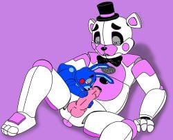 2d animatronic big_penis bonbon_(fnaf) dick fenthefox five_nights_at_freddy's five_nights_at_freddy's:_sister_location fnaf funtime_freddy_(fnafsl) licking_penis robot simple_background