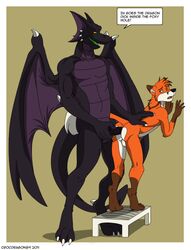 anal anal_sex anthro ass balls canine doggy_style dragon fox from_behind fur furry gay horn male nude open_mouth penetration sex tail zeke zeke_(crocdragon89)