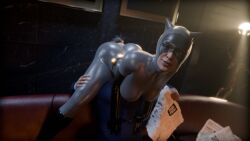 1boy1girl 1girls 3d 3d_(artwork) ass ass_eating ass_grab ass_on_face ass_on_head catsuit catwoman catwoman_(injustice) dc dc_comics female male selina_kyle serpentorder skin_tight skin_tight_suit skintight