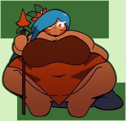 1girls bbw blue_hair chubby chubby_female cookie_run female obese squishypsycho tagme tiger_lily_cookie