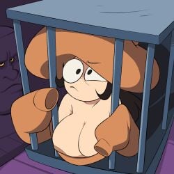 1girls agal1502 english_text female mushroom_toppin nipple_slip pizza_tower toppin_gals toppin_gals_minus8 transformation