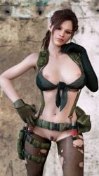 1girls 3d alcaudonart big_breasts breasts brown_hair capcom claire_redfield claire_redfield_(jordan_mcewen) female nipples pubic_hair pussy quiet_(metal_gear)_(cosplay) resident_evil solo