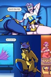 absurd_res animal_crossing ankha_(animal_crossing) anthro baseball_cap big_breasts bikini bottomless breasts clothed clothing comic domestic_cat english_text felid feline felis fellatio female food furniture genitals group hat headgear headwear hi_res human lovetopullmicke male male/female mammal nintendo open_mouth open_smile oral penile penis pizza sex smile sofa swimwear text trio two-piece_swimsuit undressing villager_(animal_crossing)
