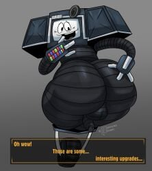1boy ass backsack balls big_ass big_butt butt completedlemon fallout fallout_new_vegas fat_ass fat_butt huge_ass huge_butt looking_back male male_only penis robot screen_face solo text text_box thick_ass thick_butt wheel yes_man_(fallout)