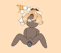 clitoris cookie_run cookie_run_kingdom female npc one_eye_closed pussy sugar_coat_cookie yellow_eyes