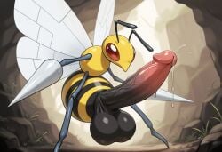 1boy ai ai_generated antennae_(anatomy) balls bee beedrill big_penis cave dark_balls dark_penis feral hanging_penis huge_balls huge_cock humanoid_penis hyper_penis insect_wings insects large_penis long_penis low_hanging_balls male nintendo penis penis_bigger_than_body pokemon pokemon_(species) sagging_balls small_but_hung solo stinger stinger_penis testicles veiny_penis wasp wings