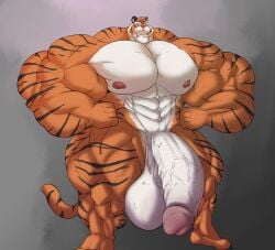abs balls biceps feline male muscles muscular muscular_arms muscular_legs muscular_male muscular_thighs pecs penis tail testicles tiger