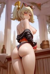 1girls 2d ai_generated areolae ass back bangs bare_shoulders big_ass big_breasts blonde_hair burnice_white erophoenix female female_focus full_body long_hair looking_at_viewer navel nipples pale_skin pale_skinned_female patreon_username red_eyes smile solo thick thick_thighs twintails uncensored undressing zenless_zone_zero