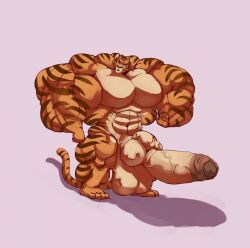abs balls biceps feline male muscles muscular muscular_arms muscular_legs muscular_male muscular_thighs pecs penis tail testicles tiger