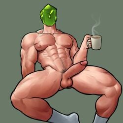 1boy abs balls big_balls big_penis body_hair circumcised coffee coffee_mug david_demantoid faceless faceless_character faceless_human faceless_male gem gherodv holding_mug male male_only muscles muscular muscular_arms muscular_male muscular_thighs nipples object_head penis pubic_hair socks socks_only solo solo_focus solo_male veiny_penis white_socks