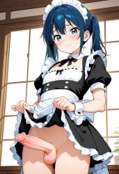 2025 ai_generated alternate_version_available balls civitai crossdressing erect_penis erection femboy feminine_male girly indoors lifted lifted_by_self lifted_clothing lifted_dress looking_at_viewer maid maid_dress maid_headdress maid_outfit maid_uniform male no_panties original penis pyrothefox testicles thighs trap