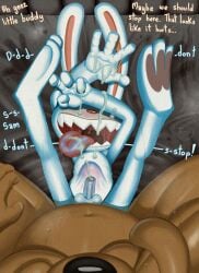 absurd_res anal anal_orgasm anal_sex anthro balls bed bodily_fluids canid canine canis cum cum_on_face cum_on_own_face cum_on_self cum_on_tongue cum_string cum_while_penetrated cumshot dialogue digital_media_(artwork) domestic_dog duo ejaculation english_text erection feet fingers first_person_view foreskin fur furniture genital_fluids genitals hands-free hi_res humanoid_genitalia humanoid_penis kneeling lagomorph leporid lying male male/male male_penetrated male_penetrating male_penetrating_male mammal max_(sam_and_max) navel nude on_back on_bed open_mouth orgasm orgasm_face partially_retracted_foreskin penetration penile penis rabbit retracted_foreskin saliva saliva_on_tongue sam_and_max samuel_dog sex sharp_teeth spread_legs spreading stomach_bulge sweat sweatdrop teeth text toes tongue tongue_out tush_(artist) uncircumcised white_body