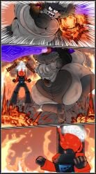 +charnewell_battler +charnyx_(louipal) angry angry_face angry_symbol ass atlyss big_ass big_breasts black_body breasts chubby chubby_female explosion fighting poon_(atlyss) roblox roblox_game robot steam sword teapot the_battle_bricks