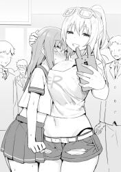 1boy 1girls big_breasts breasts crossdressing dominant dominant_female dominant_female_submissive_male female femboy girlfriend gyaru large_breasts male shy sky_(freedom) slim_waist street wide_hips