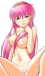 1girls blush breasts censored kit_(studio) long_hair megurine_luka nipples nude pussy solo vocaloid