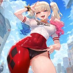 ai_generated blue_hair harley_quinn pink_hair punk red_hair solveigai twintails