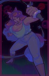 1girls animal_humanoid big_breasts breasts clothed female fox_ears fox_girl fox_tail geowaffle monster_girl slightly_chubby terraria thick_thighs whip zoologist_(terraria)