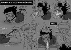 blowjob bondage deltarune face_fucking gag gay size_difference spamton_g_spamton tenna_(deltarune) yaoi